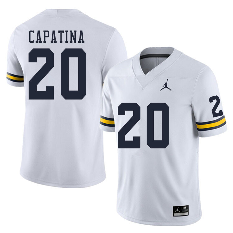 Men #20 Nicholas Capatina Michigan Wolverines College Football Jerseys Sale-White